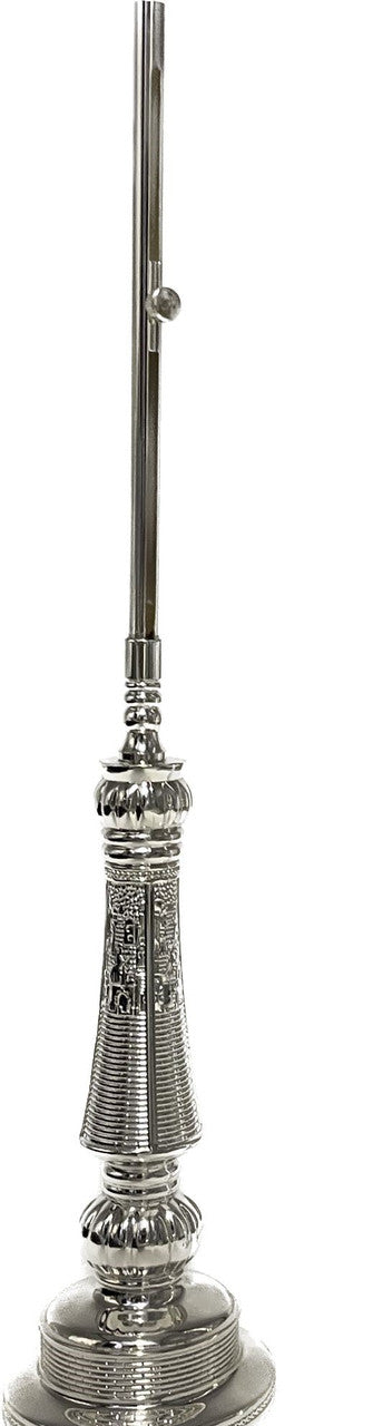 Silverplate Shabbat Candle Lighter Holder-Jerusalem Design 16.5" (SHB-X5107)