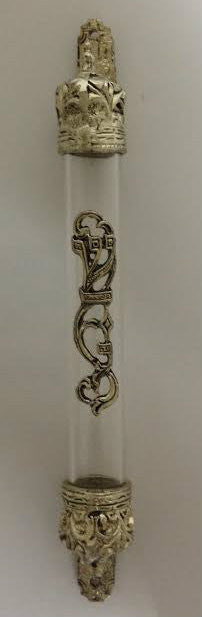 Clear Plastic Tube with Silver Crowns on Ends 10cm (MZ-M12/10)