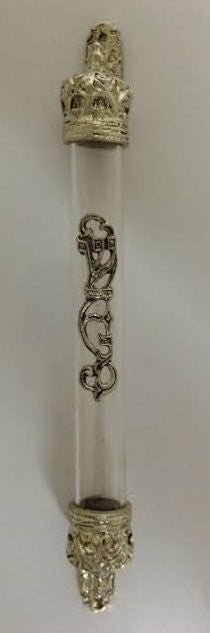 Clear Plastic Tube with Silver Crowns on Ends 12cm (MZ-M12/12)