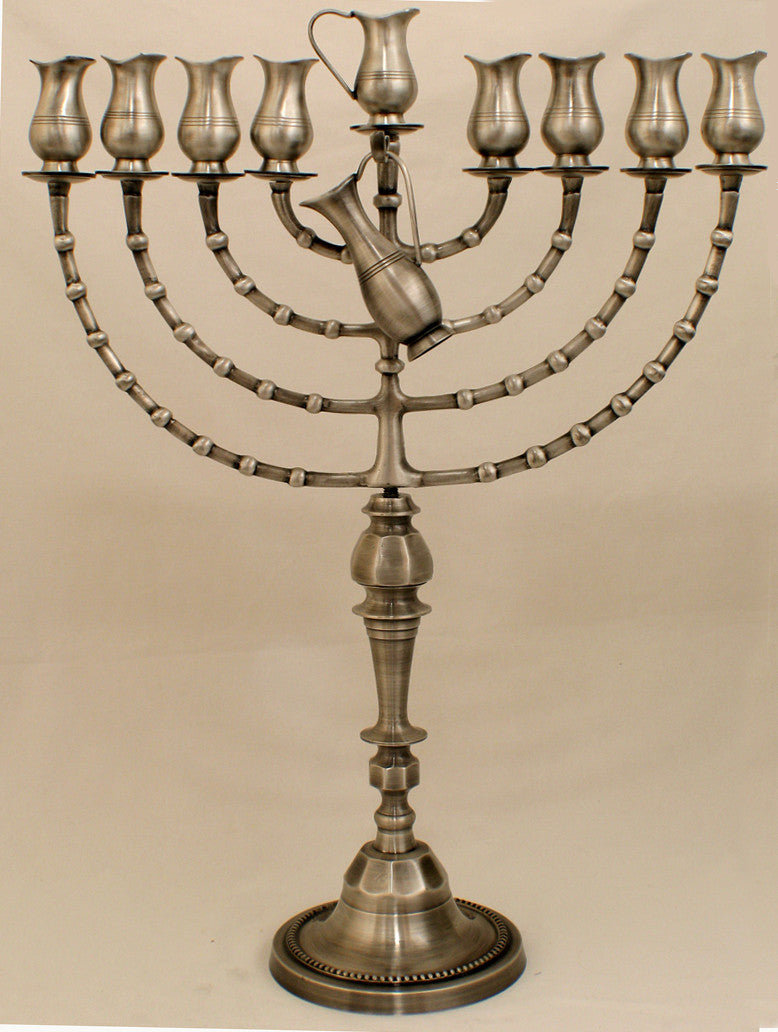 Pitchers 25" Pewter Oil Menorah (M-225-P)