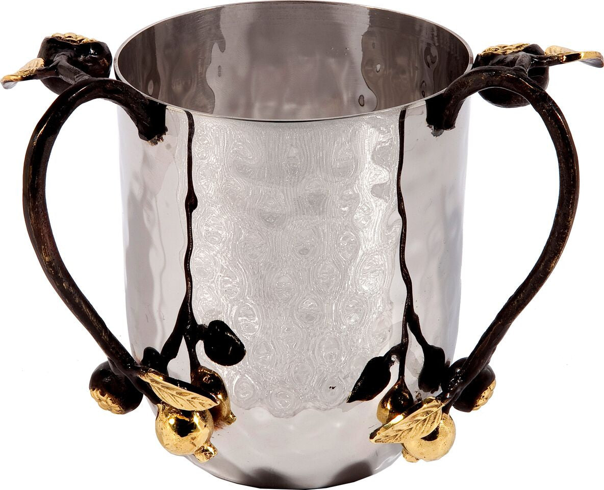 Emnauel Hammered Washing Cup with Pomegranate Branches (EM-NYC1)