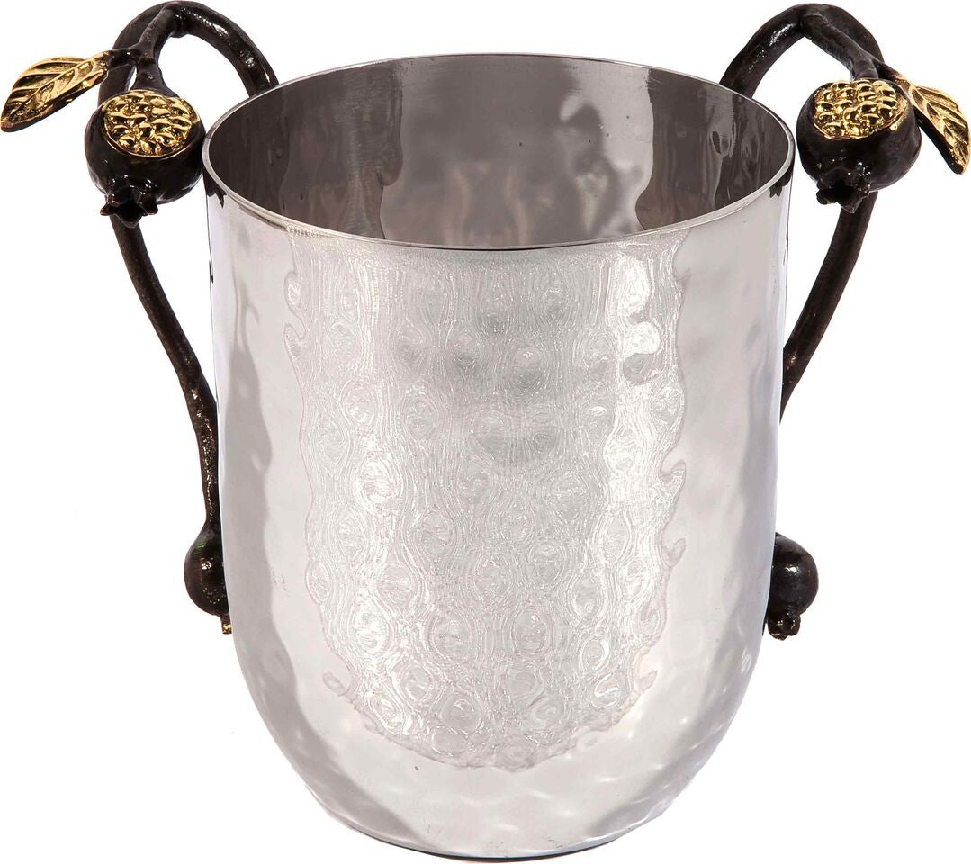 Emnauel Hammered Washing Cup with Pomegranate Branches (EM-NYC1)