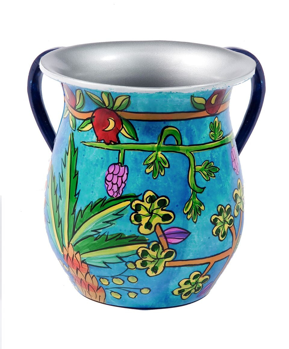 Emanuel Painted Aluminum Washing Cup-- Seven Species (EM-NYP2)