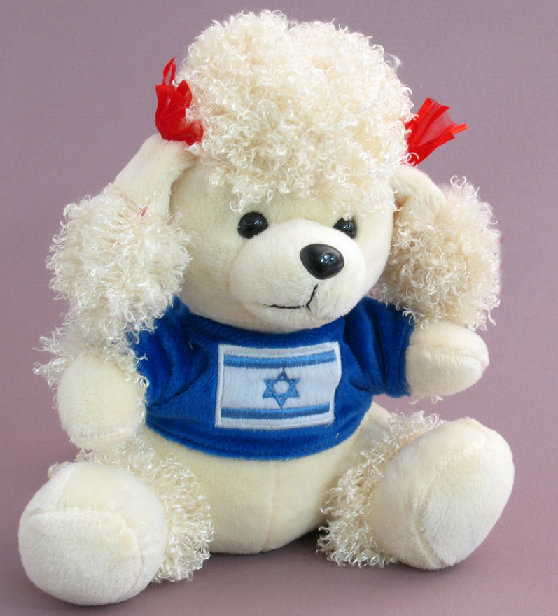 White Poodle with Israeli Flag on Blue Sweater (47088)