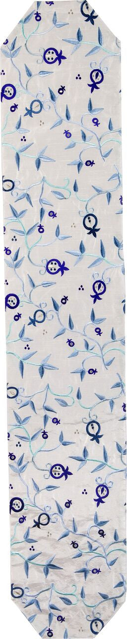 Emanuel Machine Embroidered Runner 40"- Blue Pomagranates (EM-RPS2)