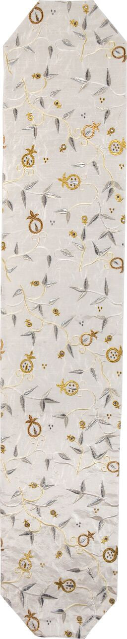 Emanuel Machine Embroidered Runner 60"- Gold and SIlver Pomagranates (EM-RPL3)