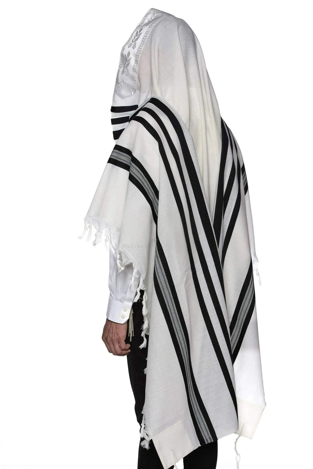 Mofet Wool Tallit - Modim/Clean Design Black Lines (TAL-WOM)