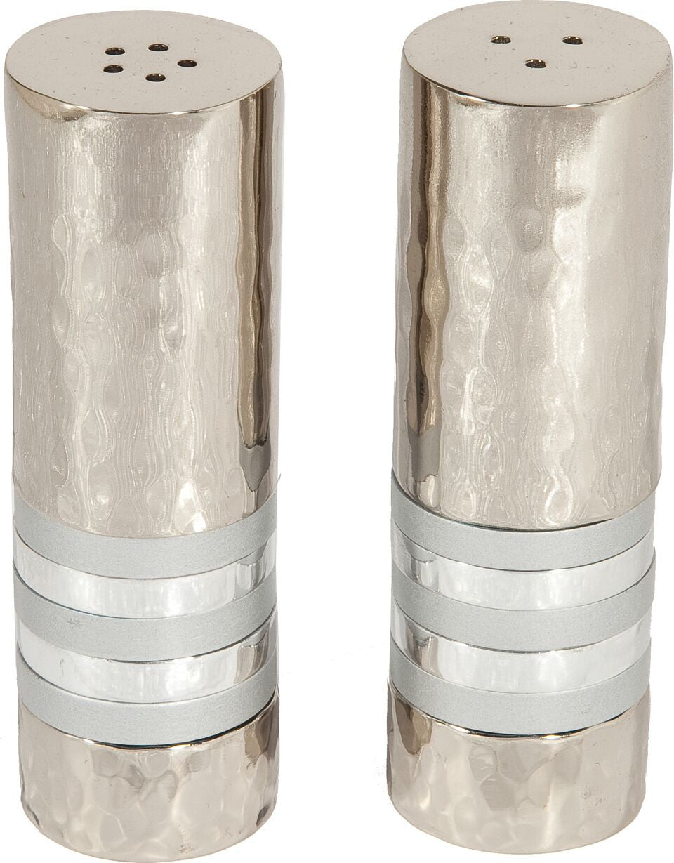 Emanuel Hammered Salt and Pepper Shaker Set- Silver Rings (EM-SAB4)