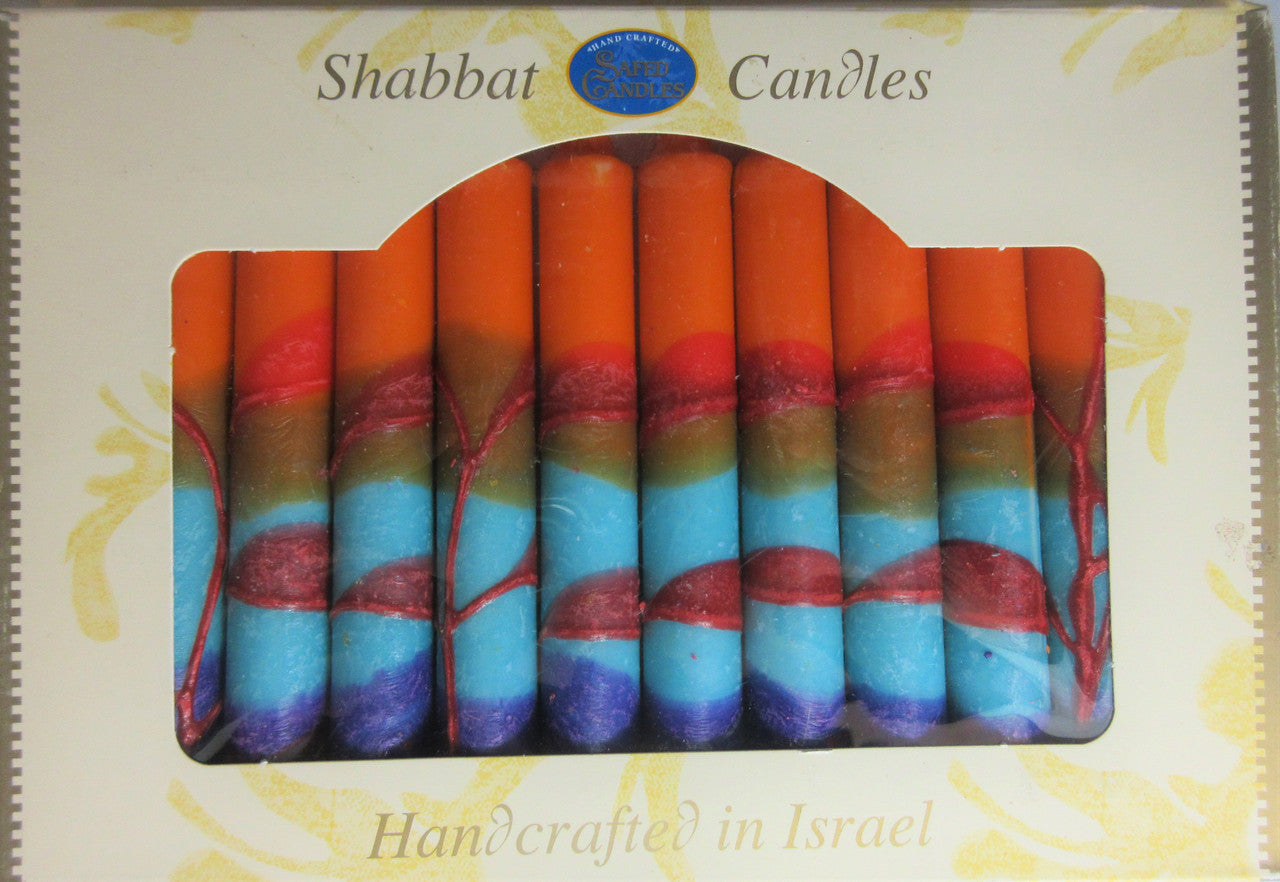12 Tapered Israeli Shabbat Candles-Harmony Orange (SC-SHHR-O)