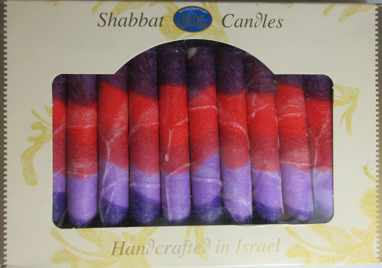 12 Tapered Israeli Shabbat Candles-Fantasy Maroon (SC-SHSF-M)