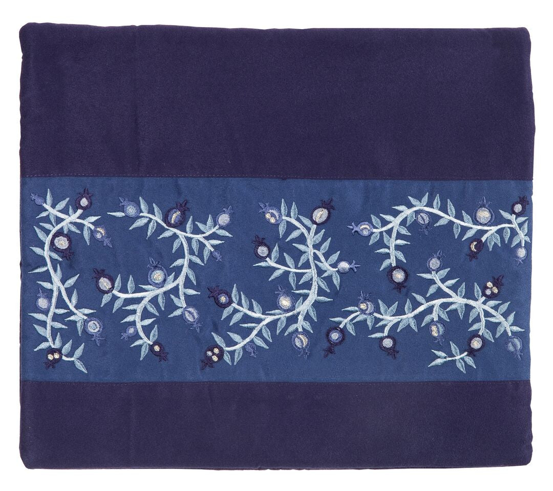 Emanuel Microsuede Tallit Bag Pomegranates- Blue (EM-TD3)