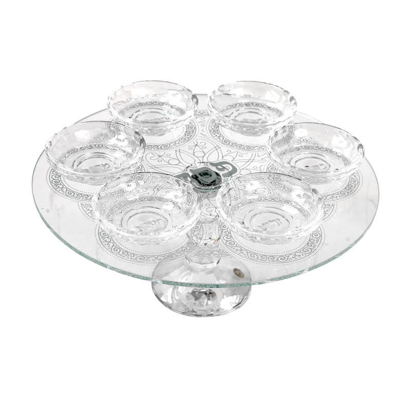 Crystal Seder Plate on 5" Pedestal-- (P-X2367)