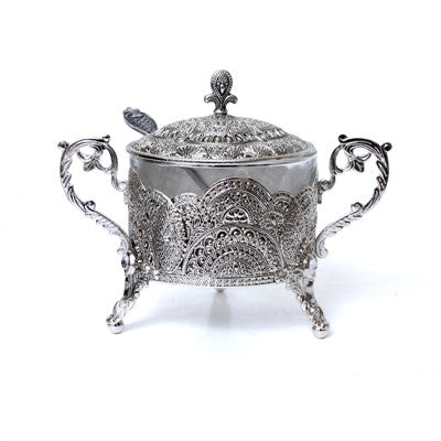 Honey Dish Silver Plated Filigree Design (HD-X799)