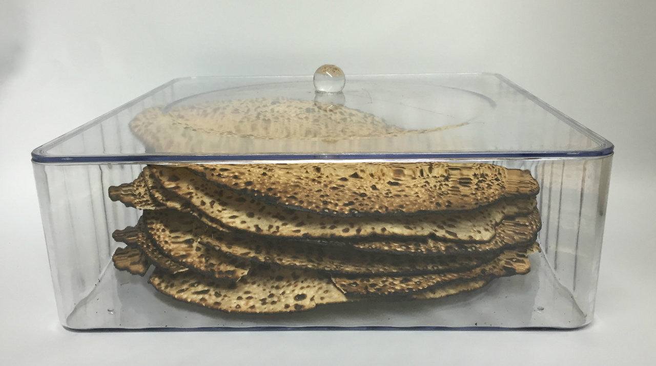 Square Lucite Matzah Box with Cover