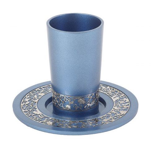 Emanuel Anodized Aluminum Kiddush Cup with Lace Design (EM-CUJ)