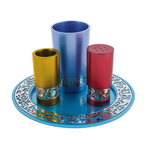Emanuel Anodized Havdallah Set with Metal Cutout (EM-HAG)