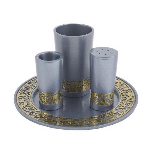 Emanuel Anodized Havdallah Set with Metal Cutout (EM-HAG)