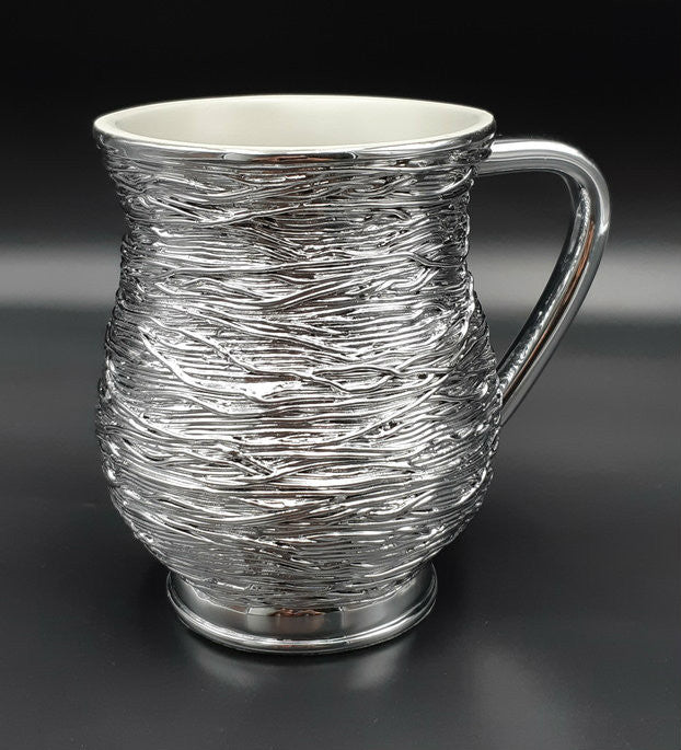 Metallic Coated Acrylic Washing Cup-- Strands, Silver (WC-AVI1101S)