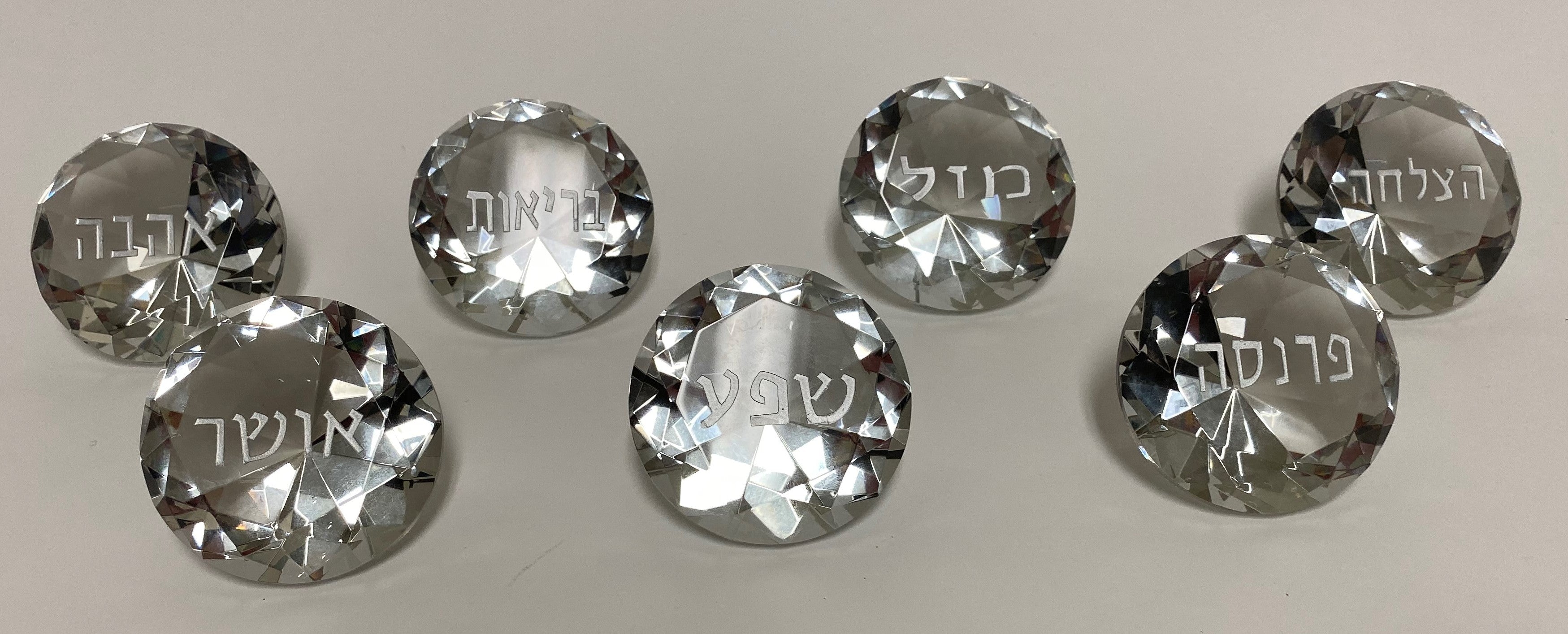 Set of 7 Crystal Diamond Shaped Napkin Weights-- Blessings (SHB-11302)