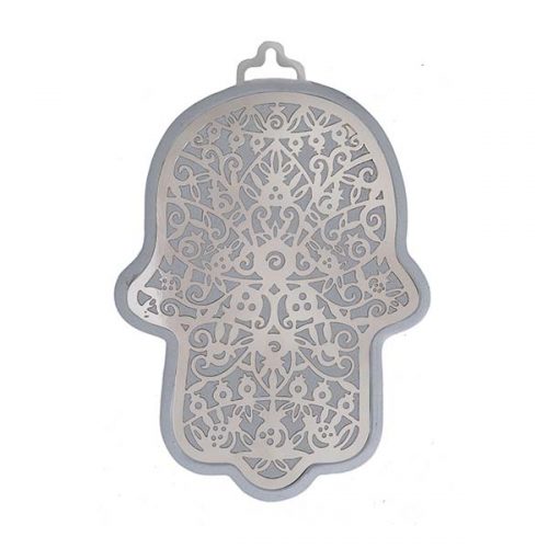 Emanuel Anodized Aluminum Hamsa with Pomegranate Cutout (EM-HLH1)