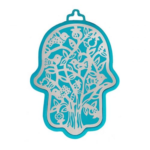 Emanuel Anodized Aluminum Hamsa with Tree Cutout (EM-HLH2)
