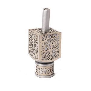 Emanuel Small Anodized Aluminum Dreidel with Metal Cutout (EM-DRA)