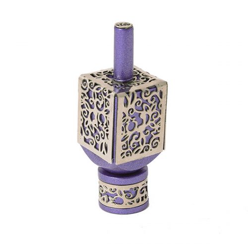Emanuel Small Anodized Aluminum Dreidel with Metal Cutout (EM-DRA)