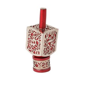 Emanuel Small Anodized Aluminum Dreidel with Metal Cutout (EM-DRA)