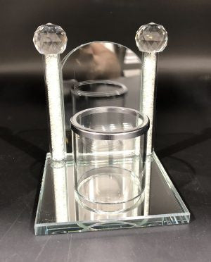 Crystal Memorial Candle Holder Mirror 6"(SC-12127)