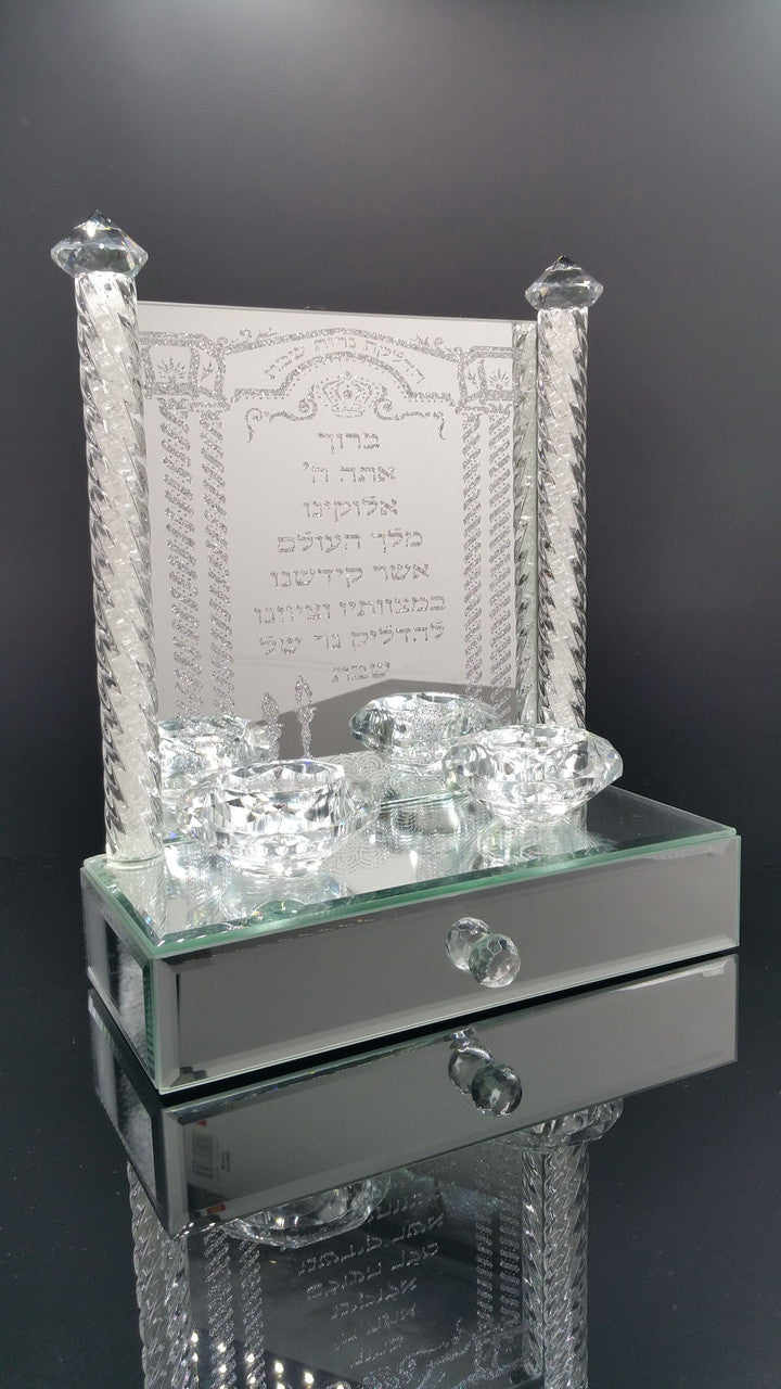 Crystal Candle Holder With Drawer 12" H (CS-12207)