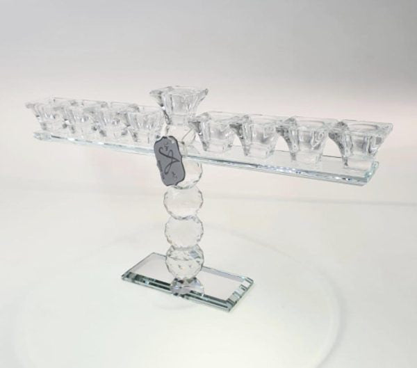 Crystal Menorah-Balls Design 8"H x 14"W (M-12990)
