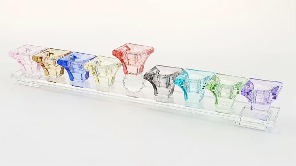 Crystal Menorah-Colored Cups (M-12992)