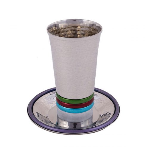 Emanuel Hammered Kiddush Cup With Pronounced Rings (EM-CUY)