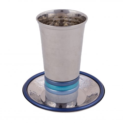 Emanuel Hammered Kiddush Cup With Pronounced Rings (EM-CUY)