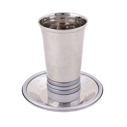 Emanuel Hammered Kiddush Cup With Pronounced Rings (EM-CUY)