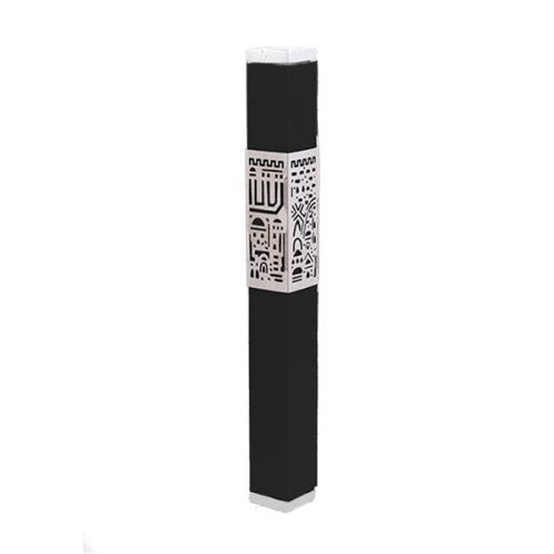 Emanuel Metal Mezuzah Case w/ Metal cutout-- 12cm (EM-MH)