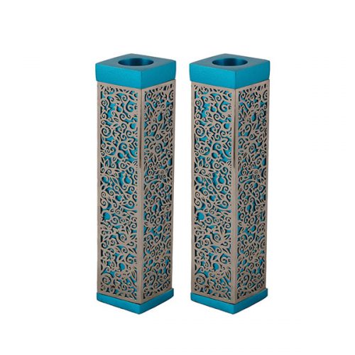 Emanuel Tall Square Candlesticks w/ Full Metal Cutout (EM-CH)