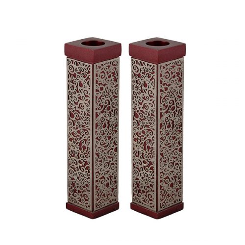 Emanuel Tall Square Candlesticks w/ Full Metal Cutout (EM-CH)