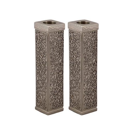 Emanuel Tall Square Candlesticks w/ Full Metal Cutout (EM-CH)