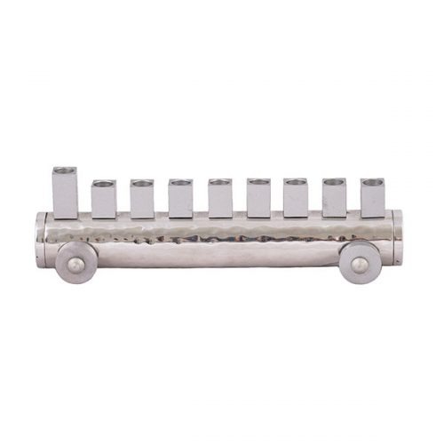 Emanuel Hammered & Anodized Small Train Menorah (EM-HNA)