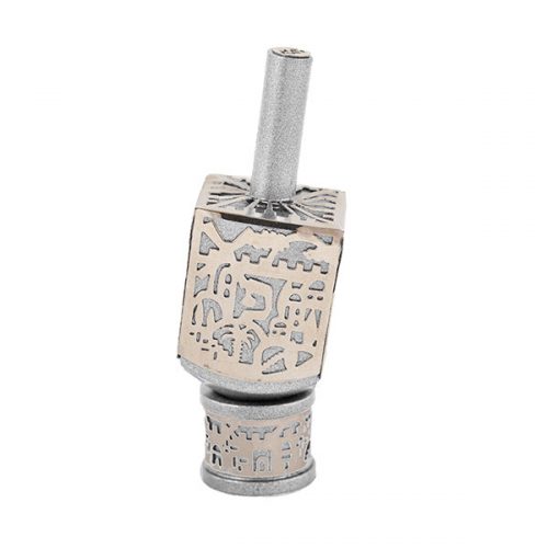 Emanuel Large Anodized Aluminum Dreidel with Metal Cutout (EM-DRH)