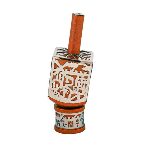Emanuel Large Anodized Aluminum Dreidel with Metal Cutout (EM-DRH)