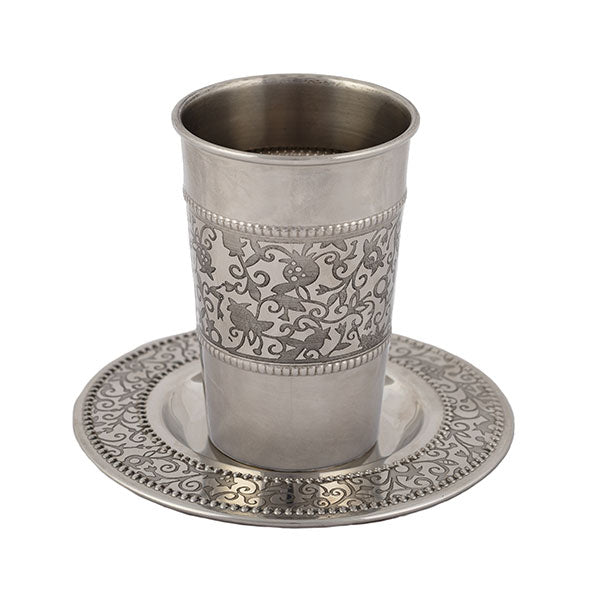 Emanuel Stainless Steel Kiddush Cup & Tray (EM-CUP)