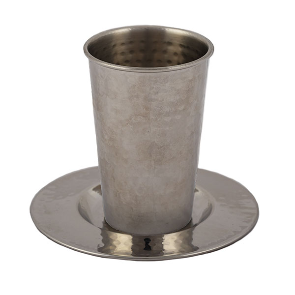 Emanuel Stainless Steel Kiddush Cup & Tray (EM-CUP)