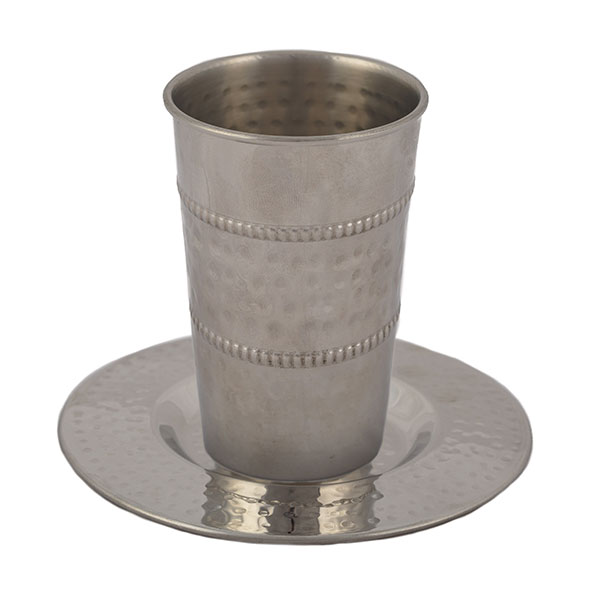 Emanuel Stainless Steel Kiddush Cup & Tray (EM-CUP)