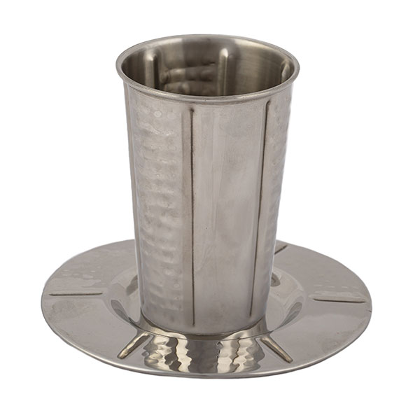 Emanuel Stainless Steel Kiddush Cup & Tray (EM-CUP)
