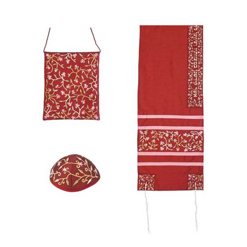 Yair Emanuel Machine Embroidered Tallit Set-- Flowers (EM-TAB1)