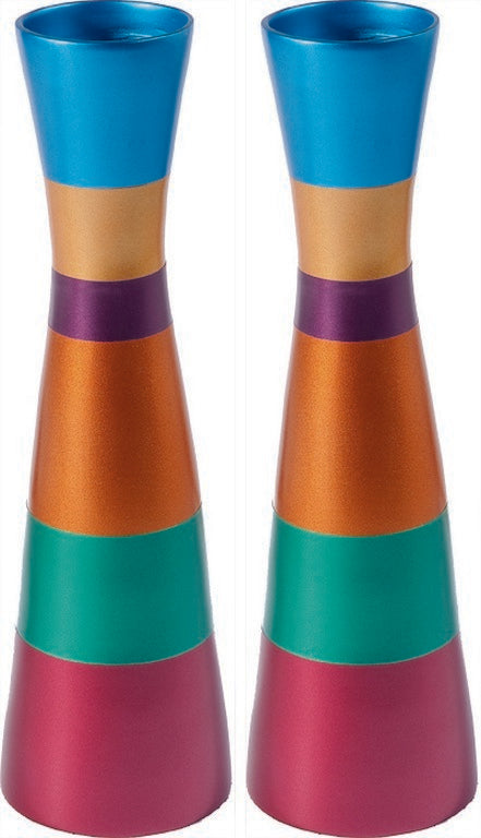 Anodized Aluminum Long Shabbat Candlesticks (EM-CML)