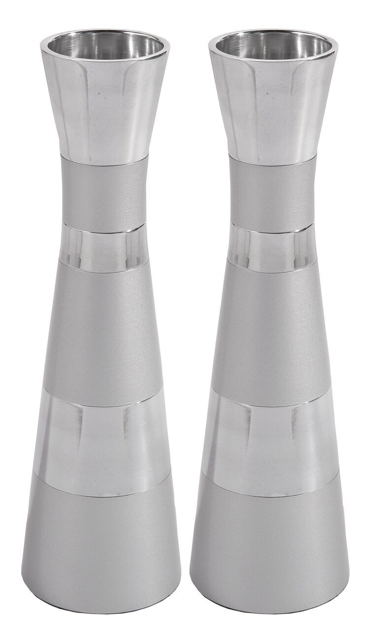 Anodized Aluminum Long Shabbat Candlesticks (EM-CML)