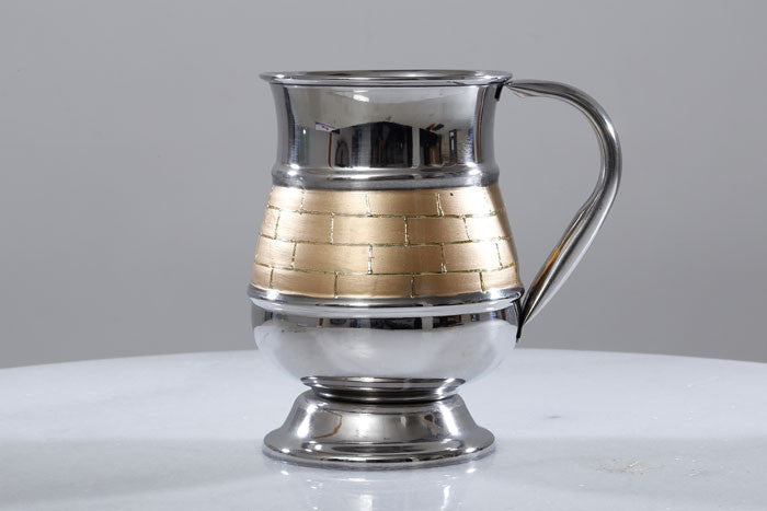 Stainless Steel Wash Cup-Gold-Wall Design-6" (WC-197902)